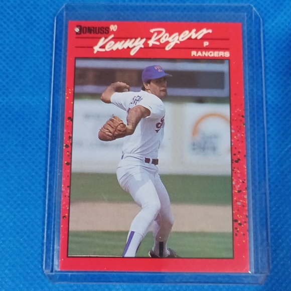 1990 Donruss Kenny Rogers Baseball Card #283 With 3 Errors.. With 2 discoloratio
